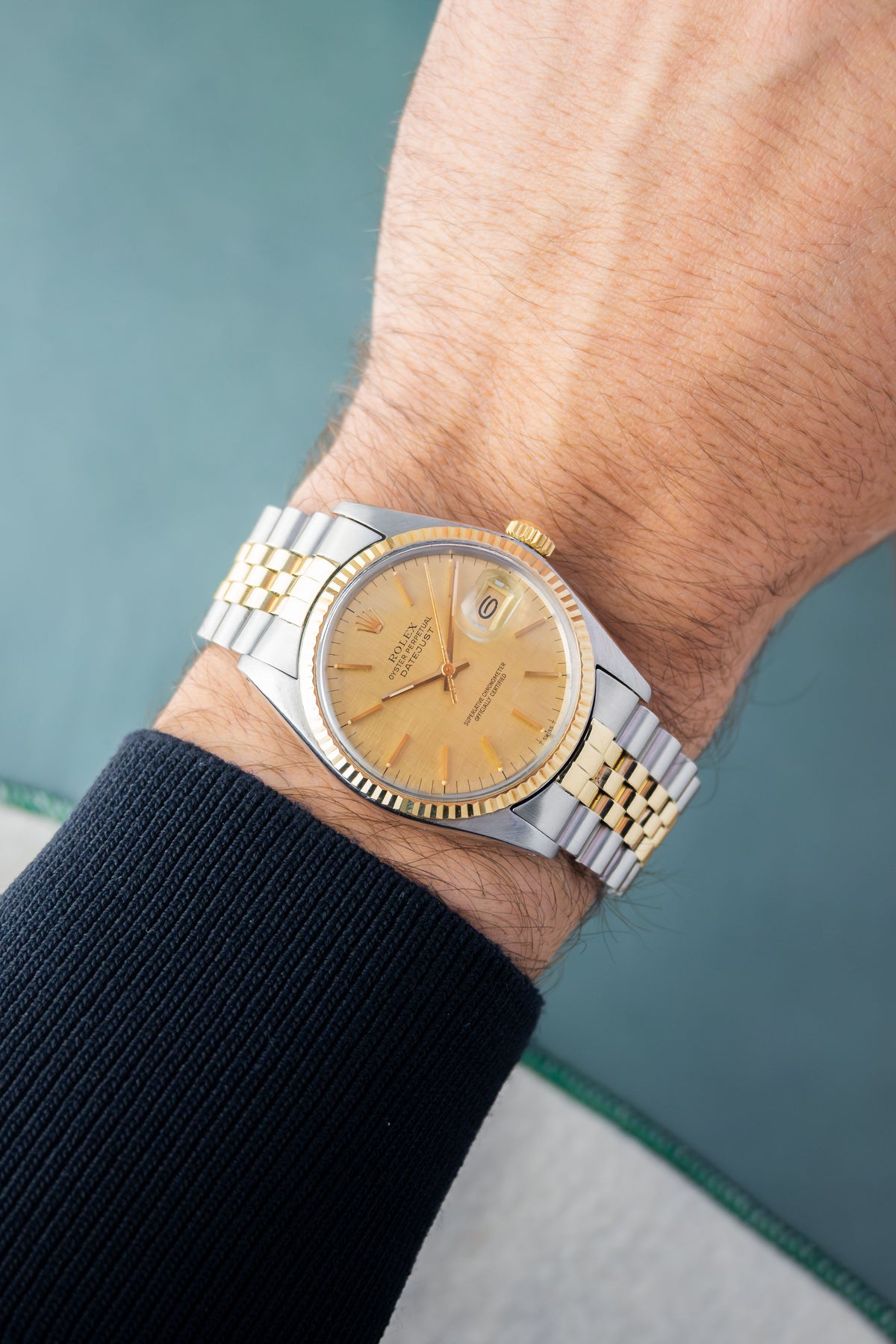 Rolex Datejust 36 Ref.16013 | Jubilee Bracelet | Fluted Bezel | 1978 | Gold Linen Dial | Caliber 3035