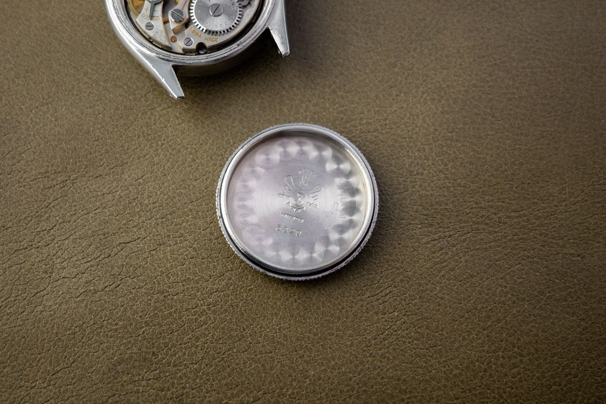 Rolex Oyster Speedking 30 Ref. 6020 | Black Leather Strap + Vintage RM Rivet Bracelet | Patina Swiss Dial | Sunken Hour Marks | 1952