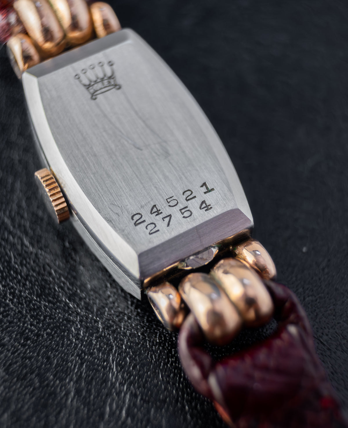 Rolex Tonneau Cocktail | Pink Salmon Dial | Manual Wind Movement | Bordeaux Red Leather Strap