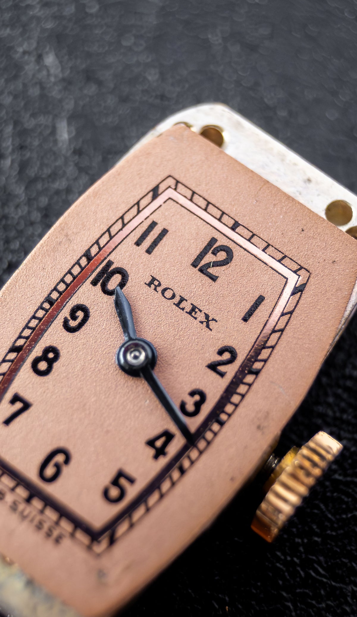 Rolex Tonneau Cocktail | Pink Salmon Dial | Manual Wind Movement | Bordeaux Red Leather Strap