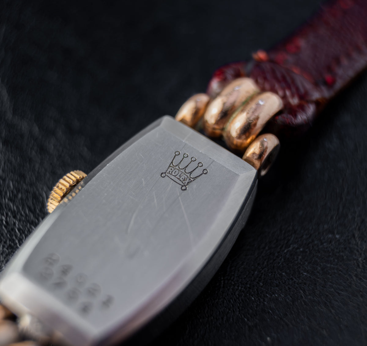 Rolex Tonneau Cocktail | Pink Salmon Dial | Manual Wind Movement | Bordeaux Red Leather Strap