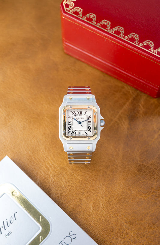 Cartier Santos Galbée ‘Full Set 1988’ Ref. 187901 | Including all Accessories | 18K Gold | Sharp Condition