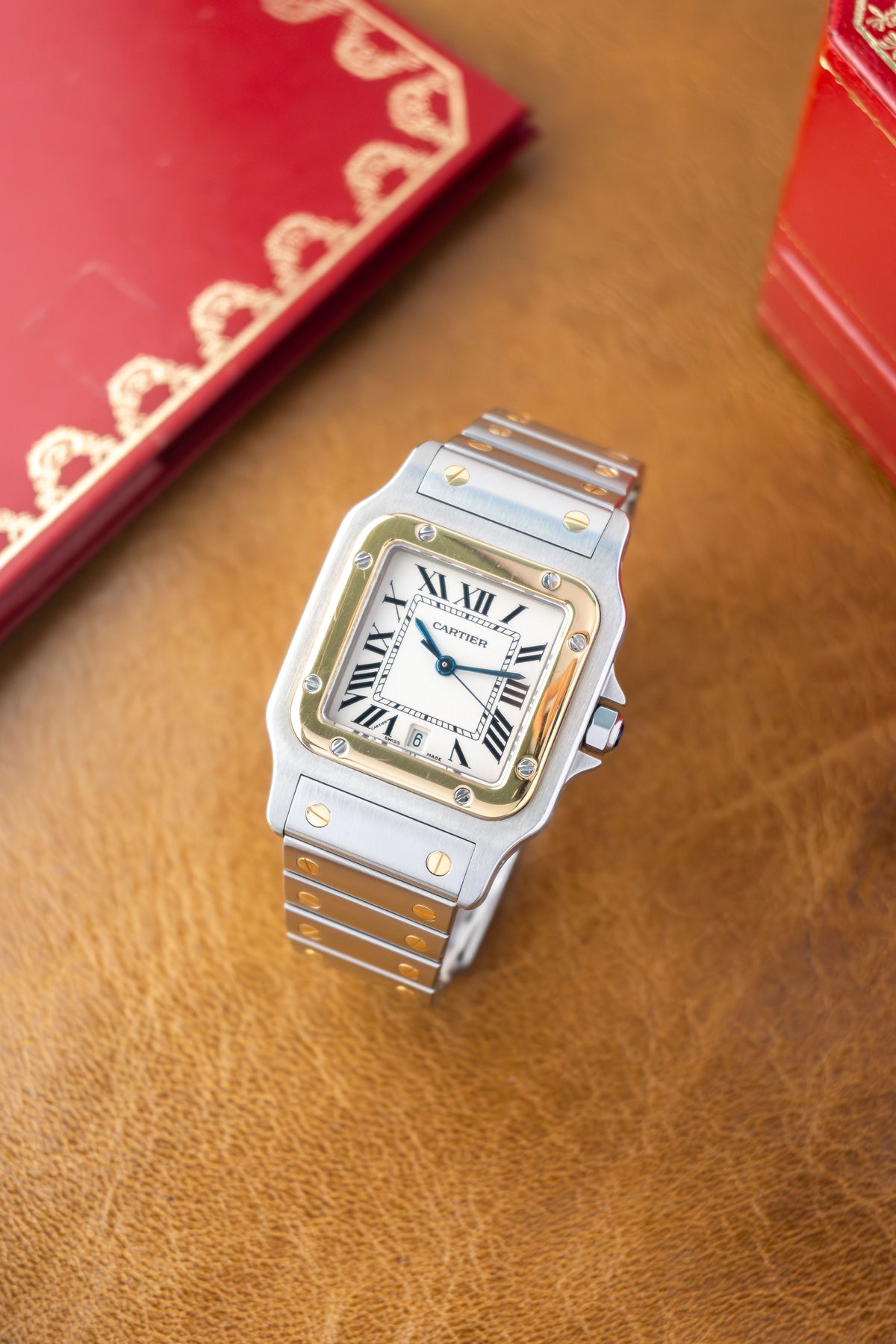 Cartier Santos Galbée ‘Full Set 1988’ Ref. 187901 | Including all Accessories | 18K Gold | Sharp Condition
