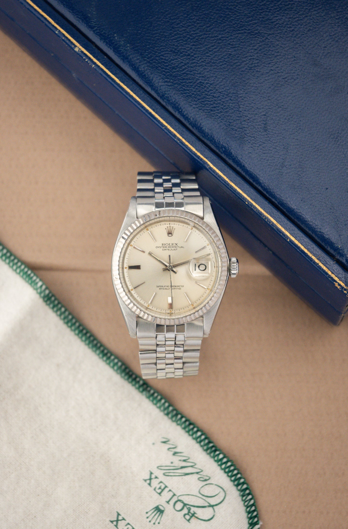 Rolex Oyster Perpetual Datejust 36 Ref. 1601 | Doorstop Hour Marks Dial | 18K Whitegold Fluted Bezel | Jubilee Bracelet | Sharp Condition