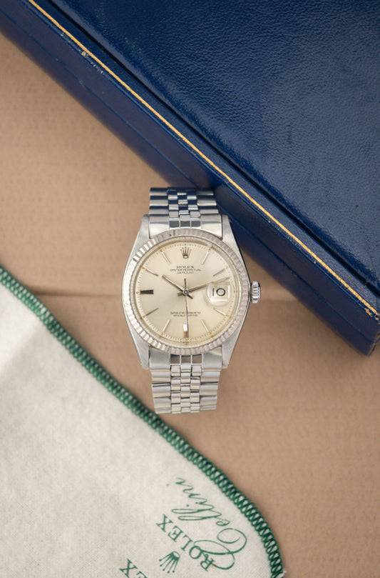 Rolex Oyster Perpetual Datejust 36 Ref. 1601 | Doorstop Hour Marks Dial | 18K Whitegold Fluted Bezel | Jubilee Bracelet | Sharp Condition