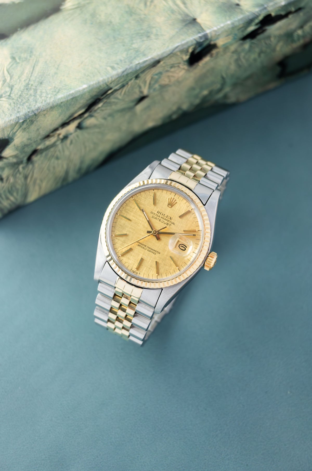 Rolex Datejust 36 Ref.16013 | Jubilee Bracelet | Fluted Bezel | 1978 | Gold Linen Dial | Caliber 3035