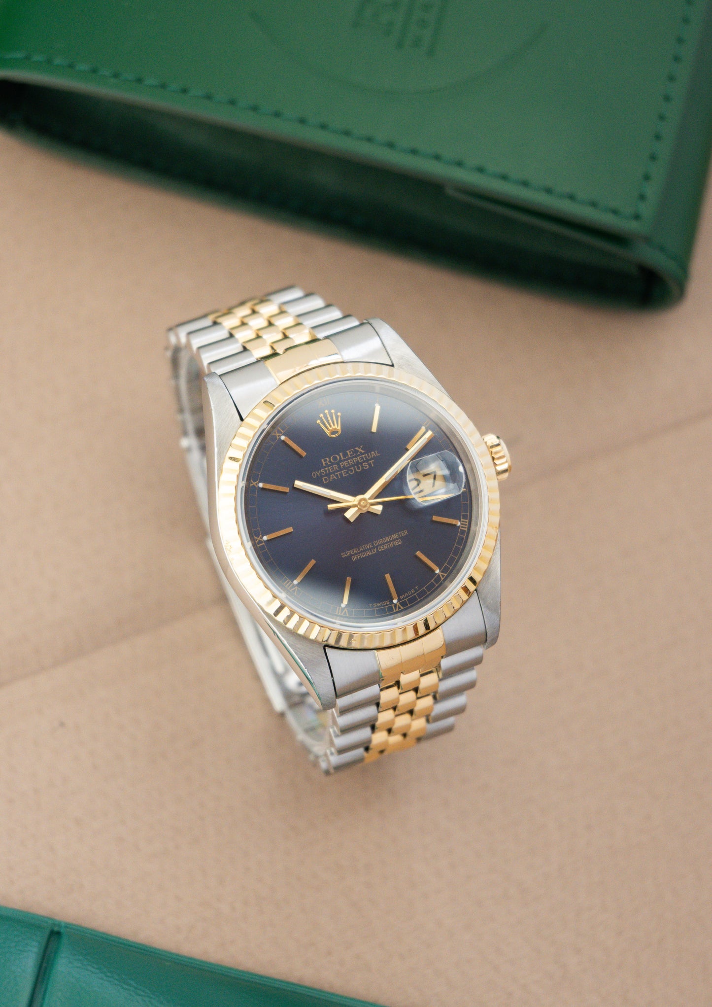 Rolex Oyster Perpetual Datejust 36 Ref. 16233 Blue Dial | 18K Gold Fluted Bezel Jubilee Bracelet