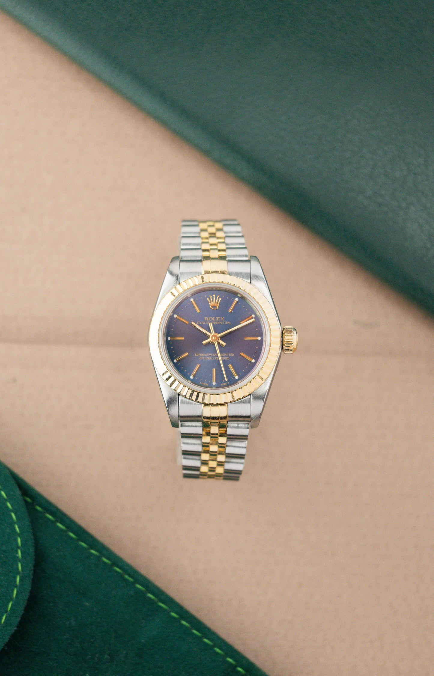 Rolex Oyster Perpetual 26 ref. 67193 | Blue Dial | Fluted Bezel Jubilee Bracelet | Serviced