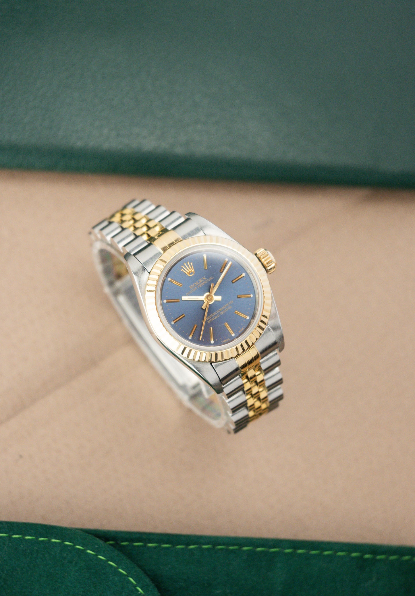 Rolex Oyster Perpetual 26 ref. 67193 | Blue Dial | Fluted Bezel Jubilee Bracelet | Serviced