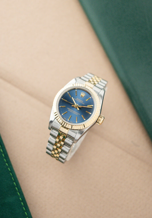 Rolex Oyster Perpetual 26 ref. 67193 | Blue Dial | Fluted Bezel Jubilee Bracelet | Serviced