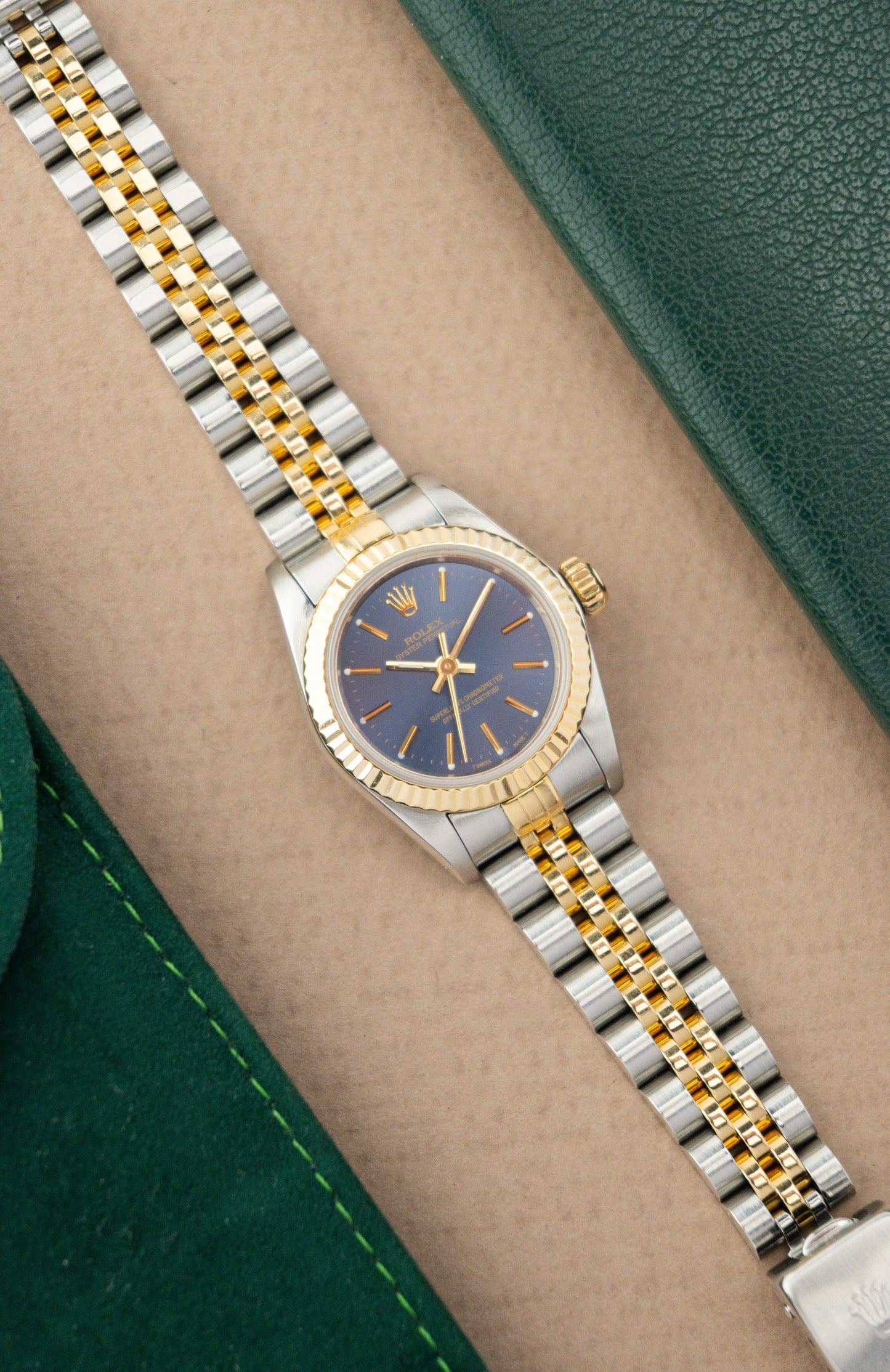 Rolex Oyster Perpetual 26 ref. 67193 | Blue Dial | Fluted Bezel Jubilee Bracelet | Serviced