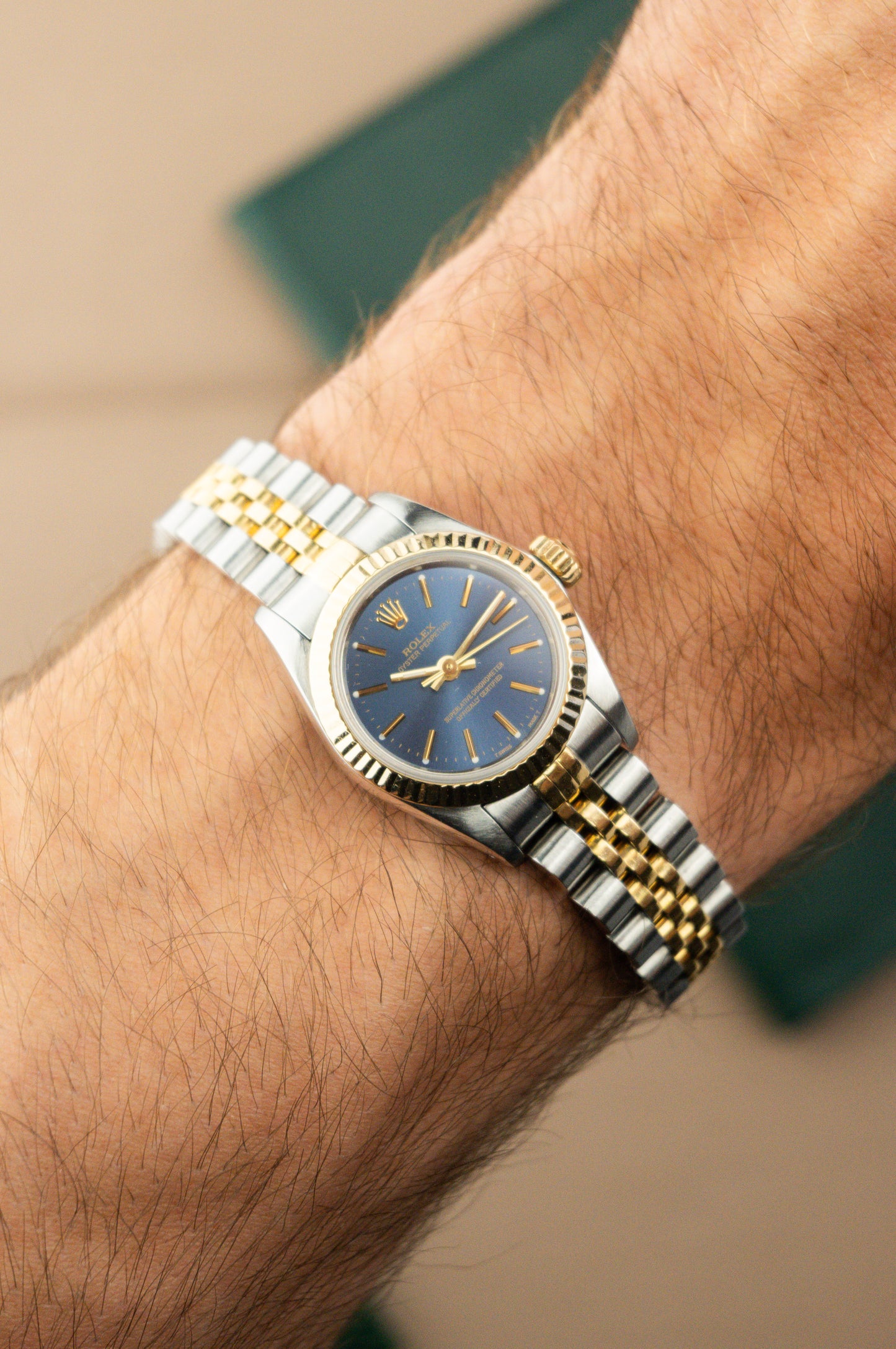 Rolex Oyster Perpetual 26 ref. 67193 | Blue Dial | Fluted Bezel Jubilee Bracelet | Serviced