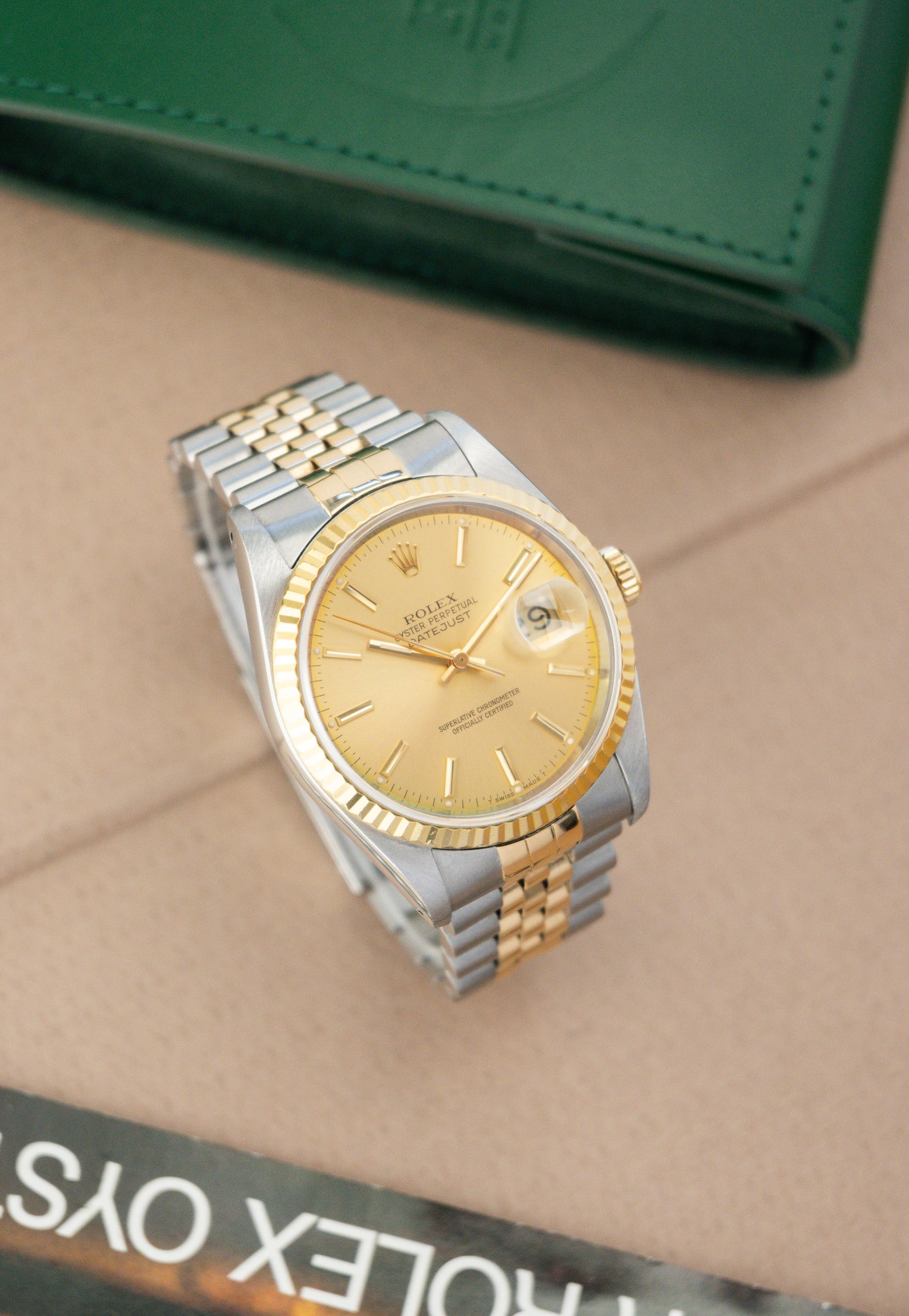 Rolex Oyster Perpetual Datejust 36 Ref. 16233 Gold Dial | 18K Gold Fluted Bezel Jubilee Bracelet