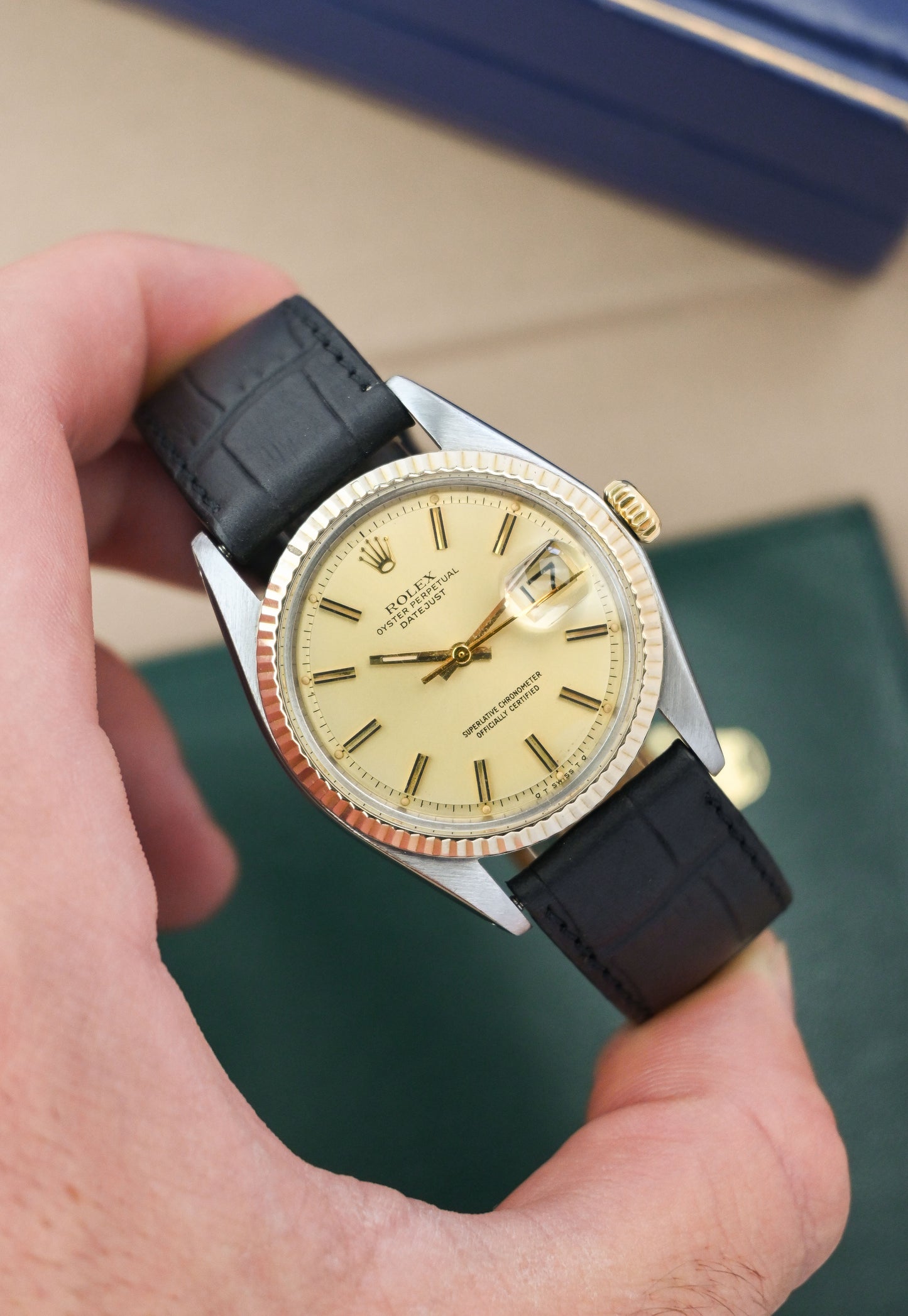 Rolex Datejust 36 ref, 1601 | Golden Sigma Dial | Fluted Bezel 18K Gold