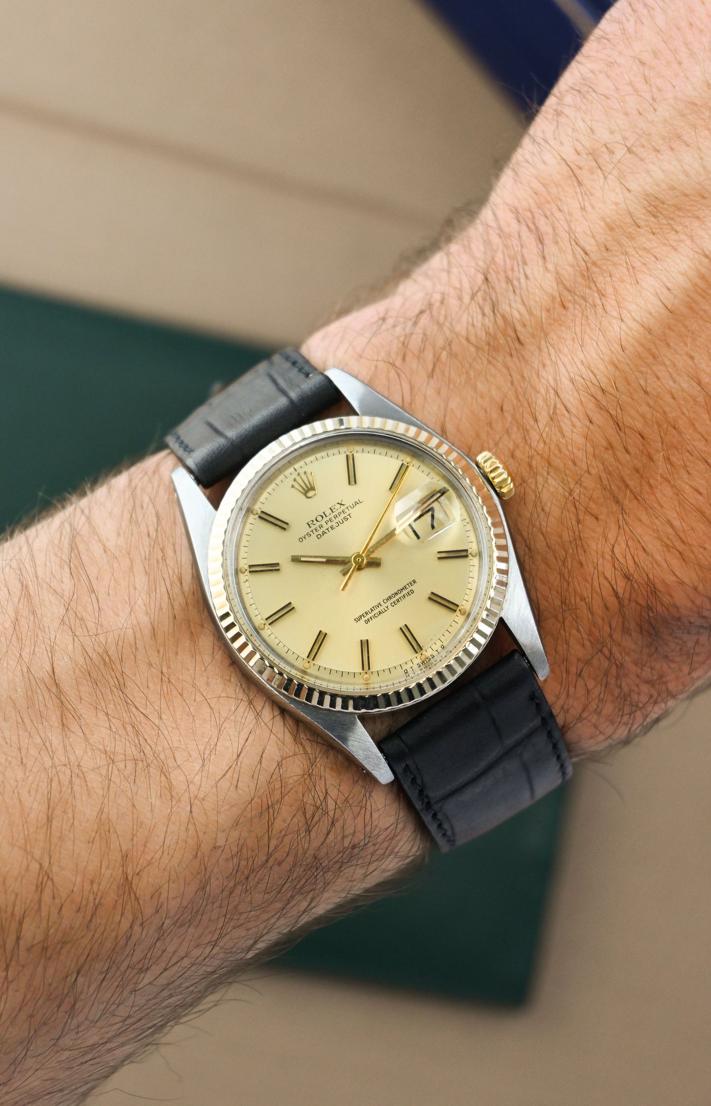 Rolex Datejust 36 ref, 1601 | Golden Sigma Dial | Fluted Bezel 18K Gold