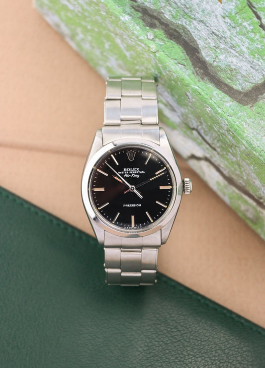 Rolex Air-King 34 Ref, 5500 | Rivet Flex Bracelet | Black Dial | Sharp Condition