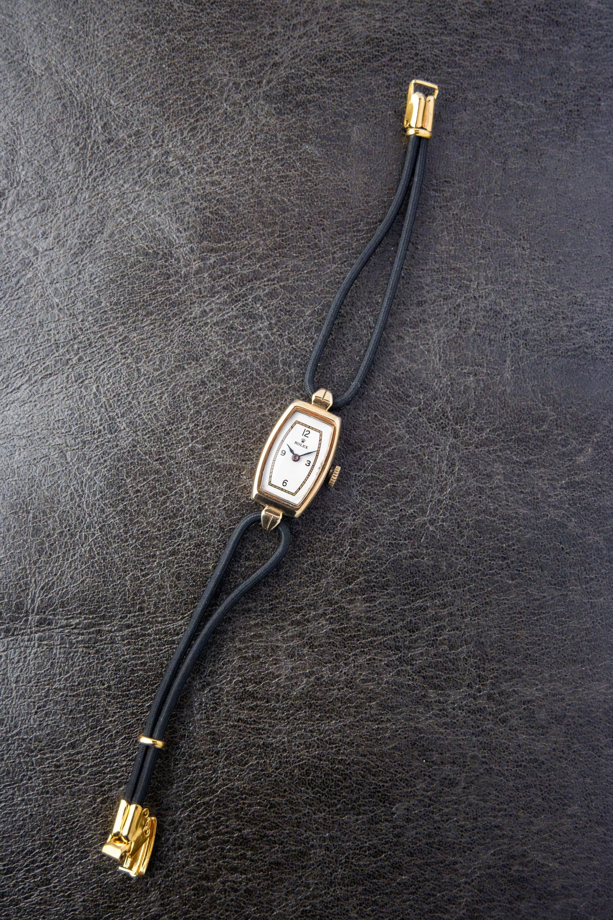 Rolex Tonneau Cocktail | White Explorer style Dial | Manual Wind Movement | Black Rope Strap