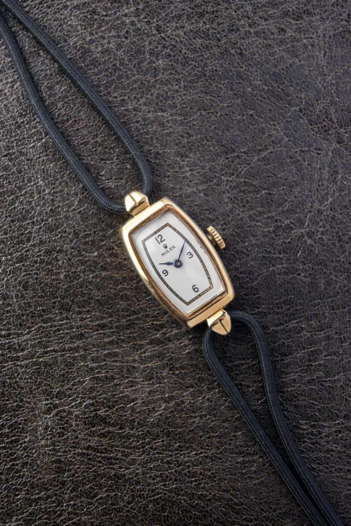 Rolex Tonneau Cocktail | White Explorer style Dial | Manual Wind Movement | Black Rope Strap