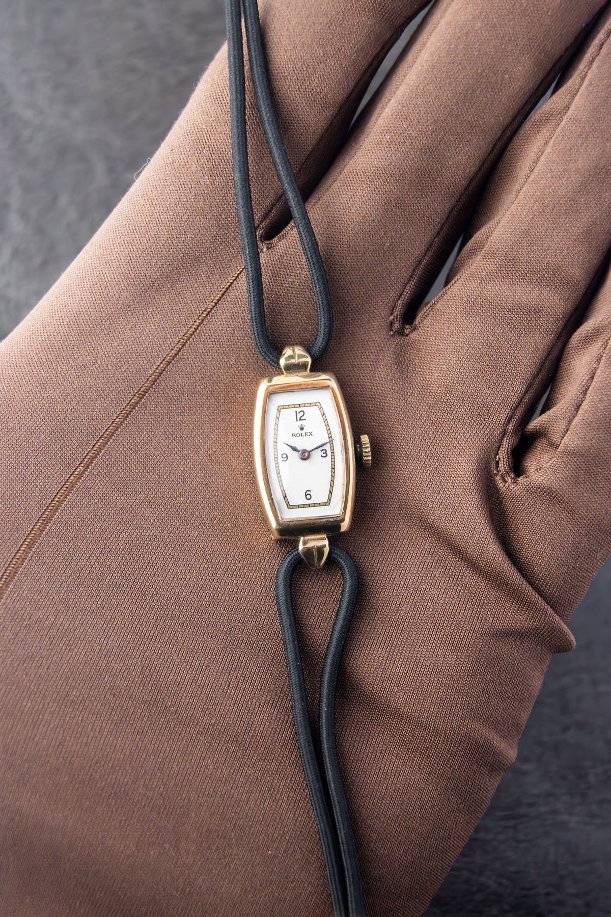 Rolex Tonneau Cocktail | White Explorer style Dial | Manual Wind Movement | Black Rope Strap