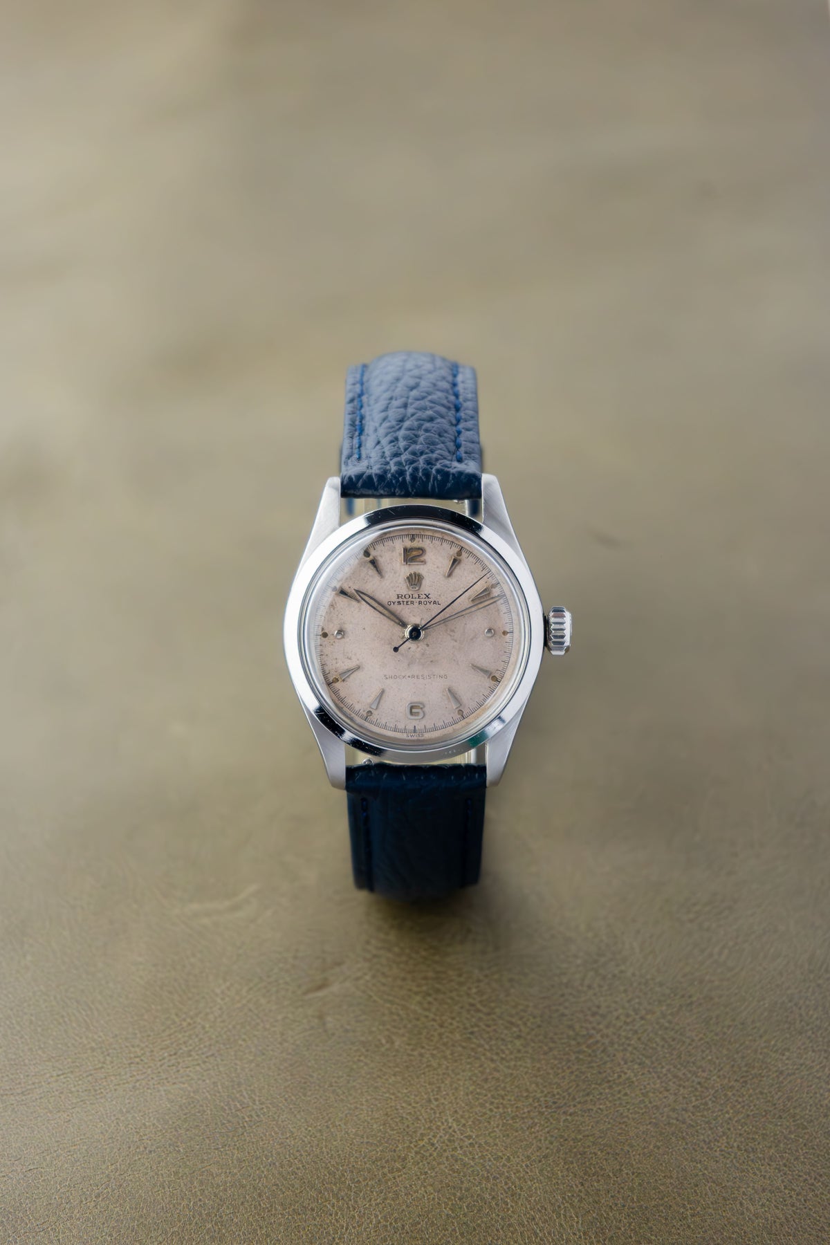 Rolex Oyster Royal 32 Ref. 6244 | Blue Leather Strap | Patina Swiss Dial | Numeral & Nipple Hour Marks | 1952