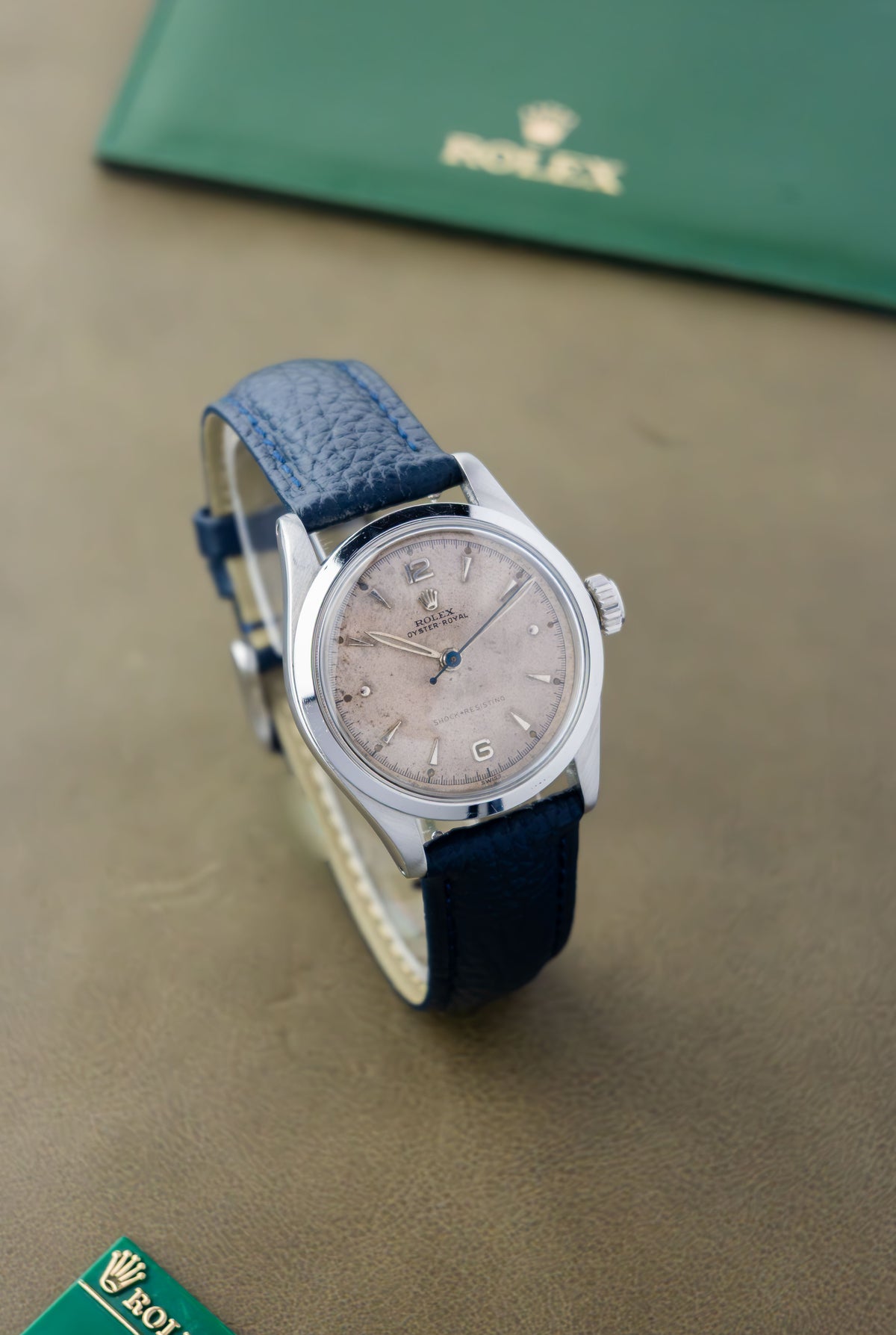 Rolex Oyster Royal 32 Ref. 6244 | Blue Leather Strap | Patina Swiss Dial | Numeral & Nipple Hour Marks | 1952