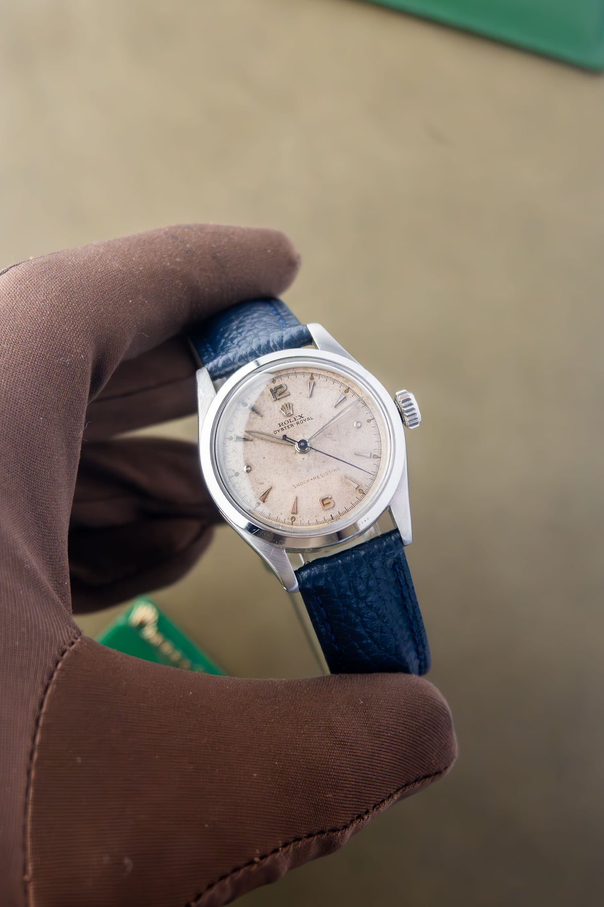 Rolex Oyster Royal 32 Ref. 6244 | Blue Leather Strap | Patina Swiss Dial | Numeral & Nipple Hour Marks | 1952