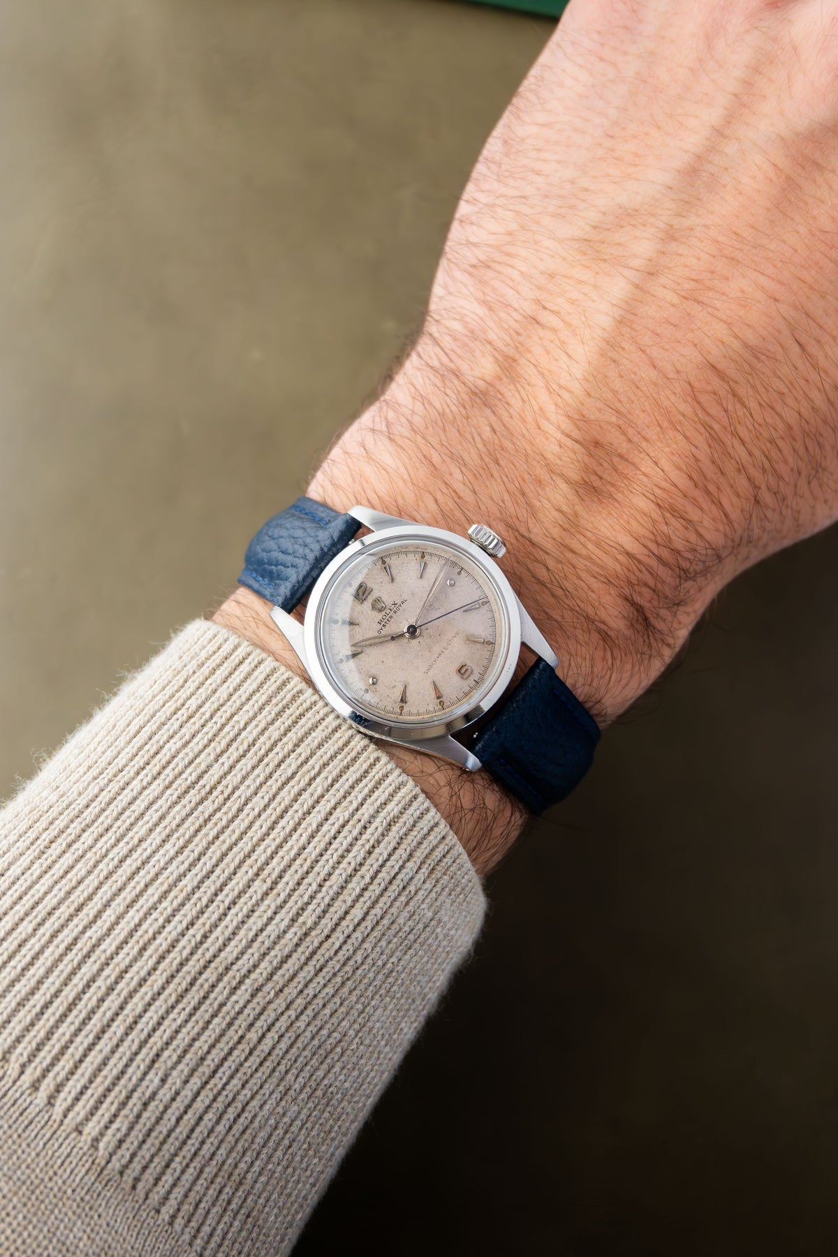 Rolex Oyster Royal 32 Ref. 6244 | Blue Leather Strap | Patina Swiss Dial | Numeral & Nipple Hour Marks | 1952