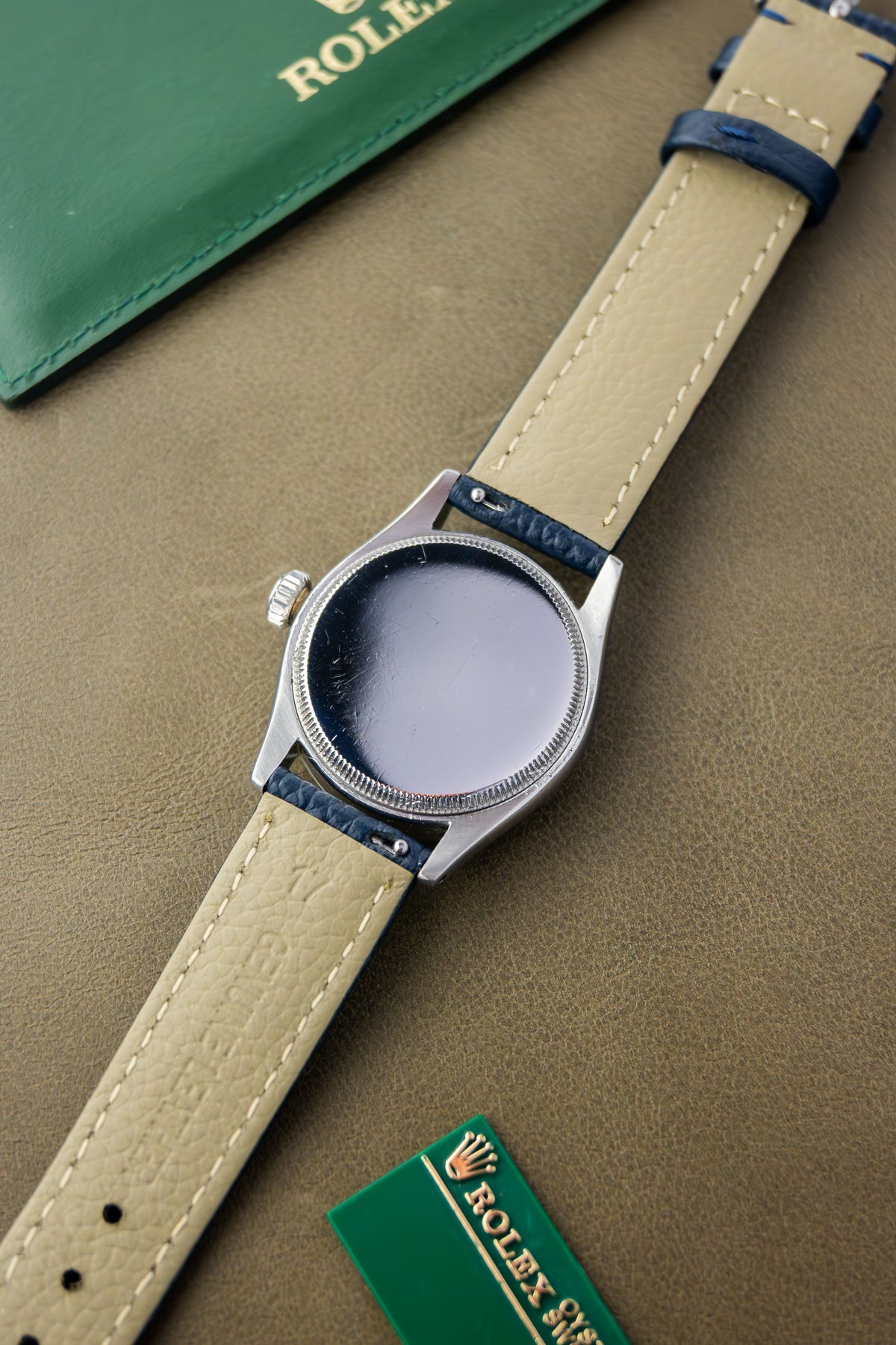 Rolex Oyster Royal 32 Ref. 6244 | Blue Leather Strap | Patina Swiss Dial | Numeral & Nipple Hour Marks | 1952