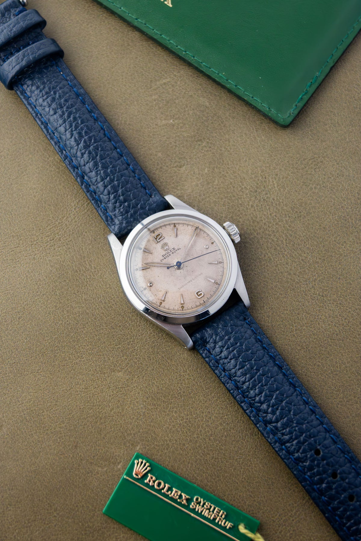Rolex Oyster Royal 32 Ref. 6244 | Blue Leather Strap | Patina Swiss Dial | Numeral & Nipple Hour Marks | 1952