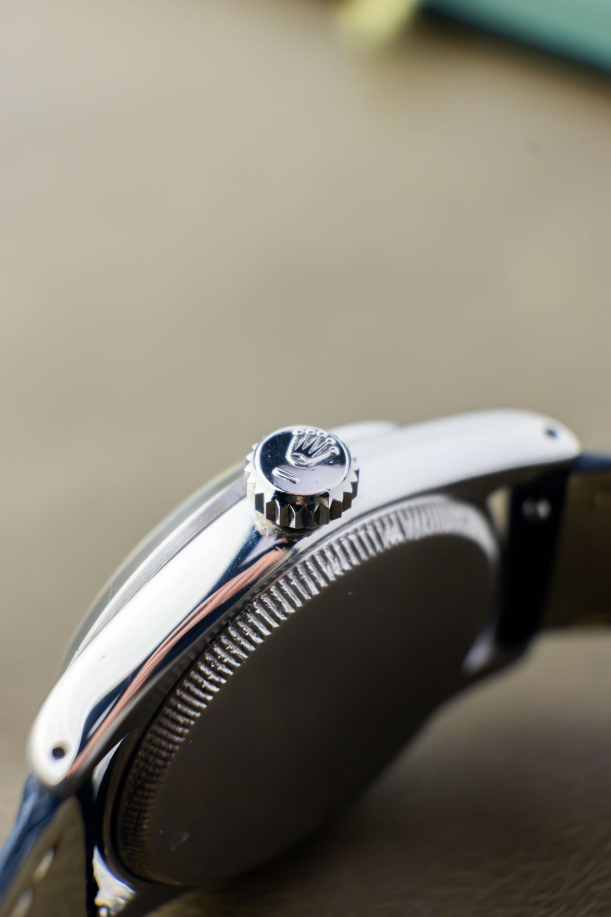 Rolex Oyster Royal 32 Ref. 6244 | Blue Leather Strap | Patina Swiss Dial | Numeral & Nipple Hour Marks | 1952