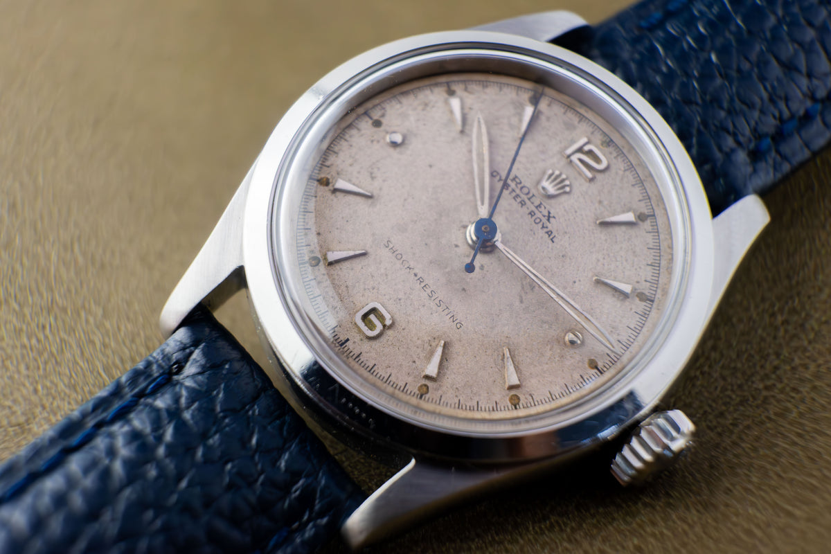 Rolex Oyster Royal 32 Ref. 6244 | Blue Leather Strap | Patina Swiss Dial | Numeral & Nipple Hour Marks | 1952