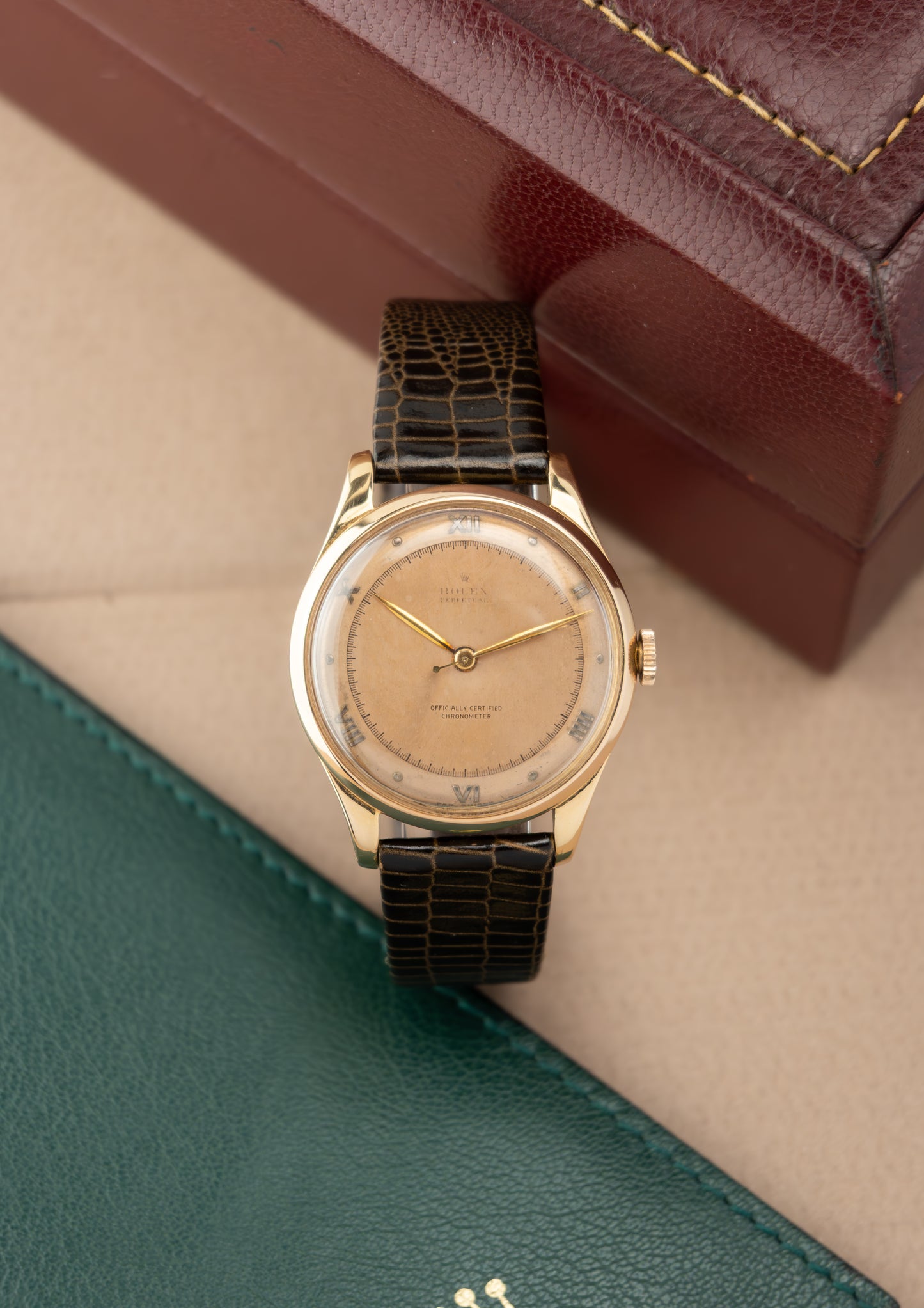 Rare Rolex Perpetual OCC | 18K Rose Gold | Vintage French Case | Salmon Sector Dial