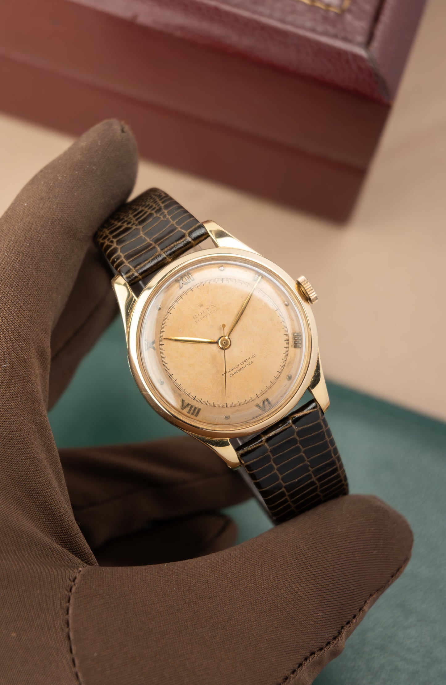 Rare Rolex Perpetual OCC | 18K Rose Gold | Vintage French Case | Salmon Sector Dial