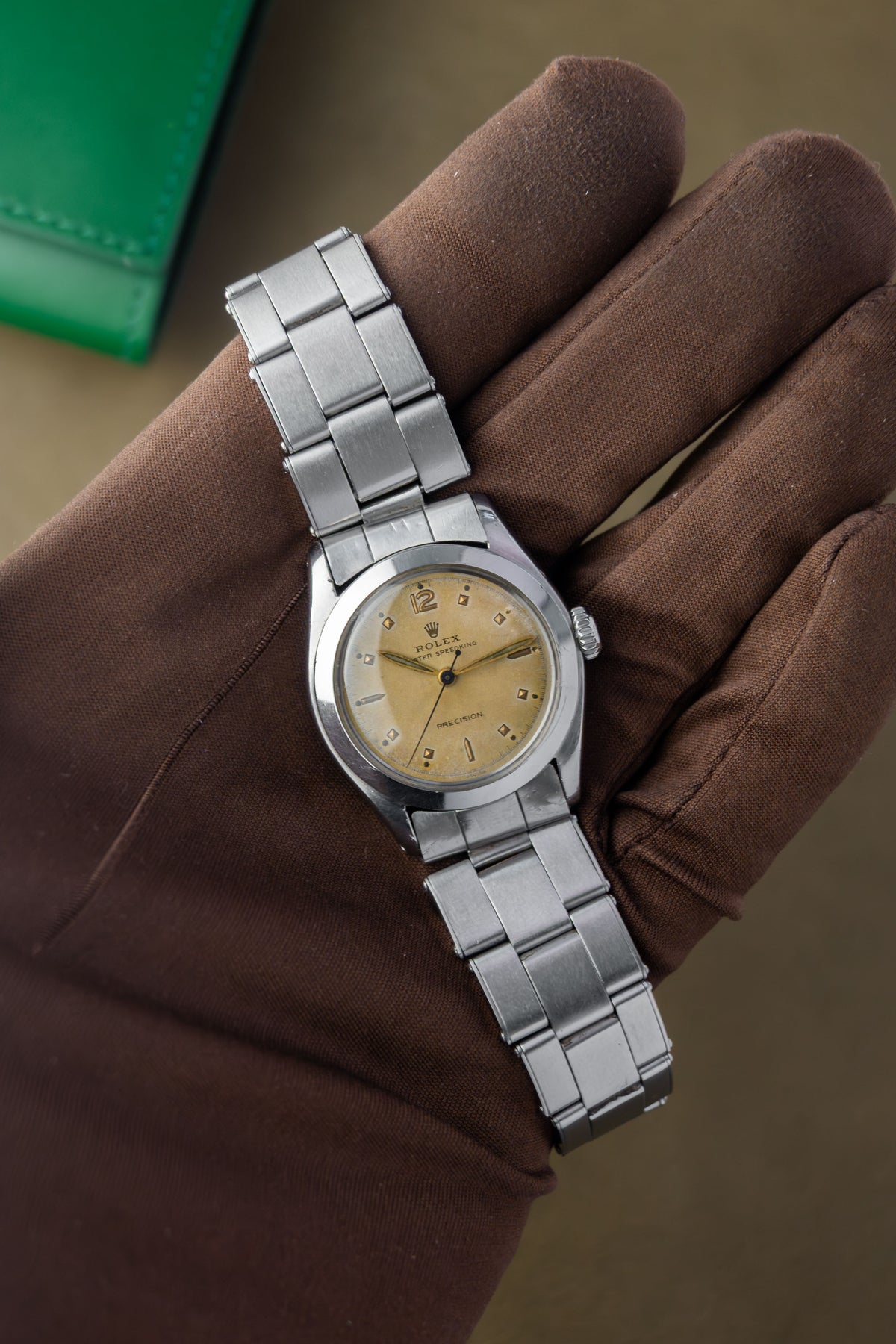 Rolex Oyster Speedking 30 Ref. 6020 | Black Leather Strap + Vintage RM Rivet Bracelet | Patina Swiss Dial | Sunken Hour Marks | 1952