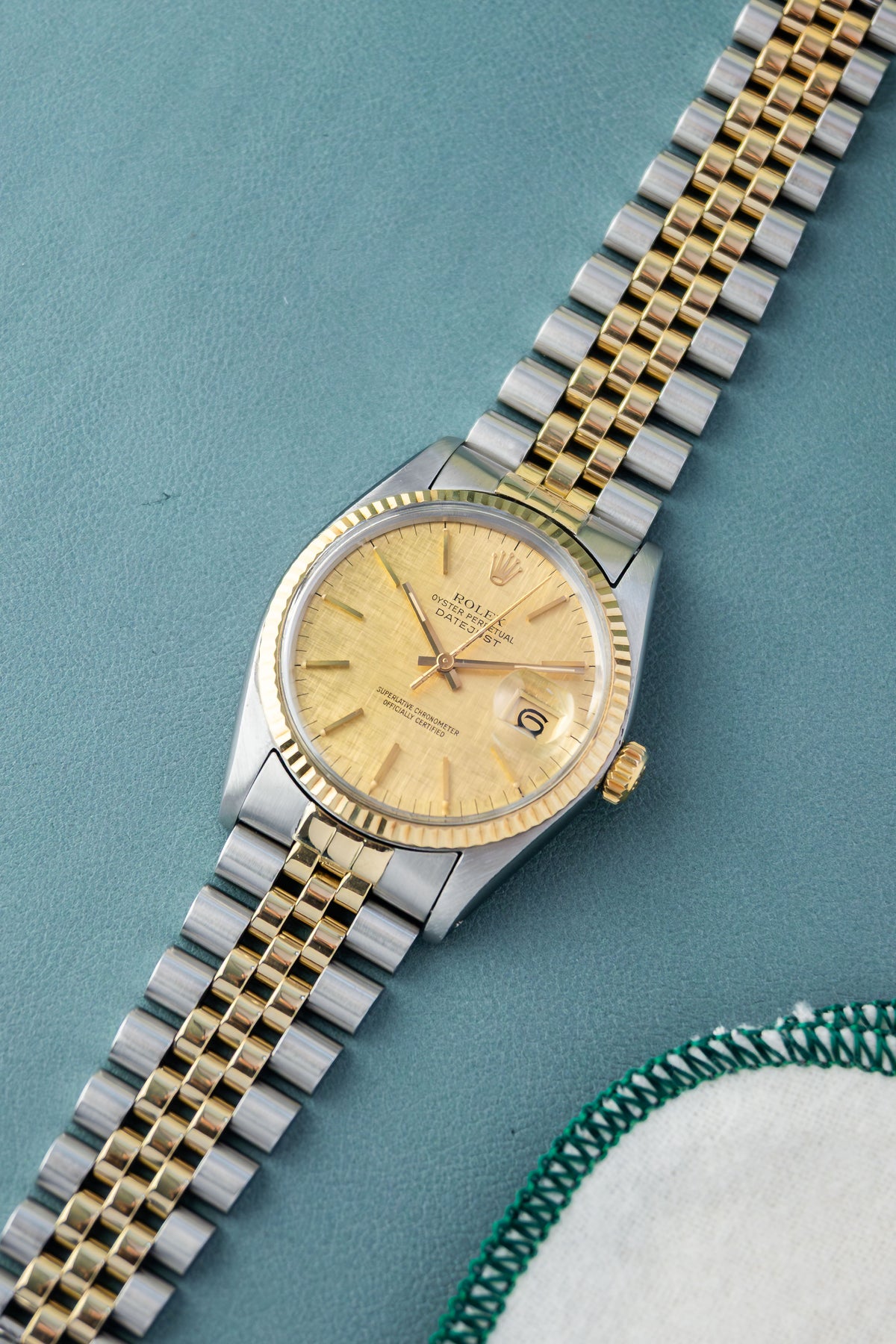 Rolex Datejust 36 Ref.16013 | Jubilee Bracelet | Fluted Bezel | 1978 | Gold Linen Dial | Caliber 3035